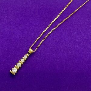 💛 Vintage Gold Plated Nickel Silver CZ Journey Necklace